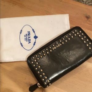 prada studded wallet
